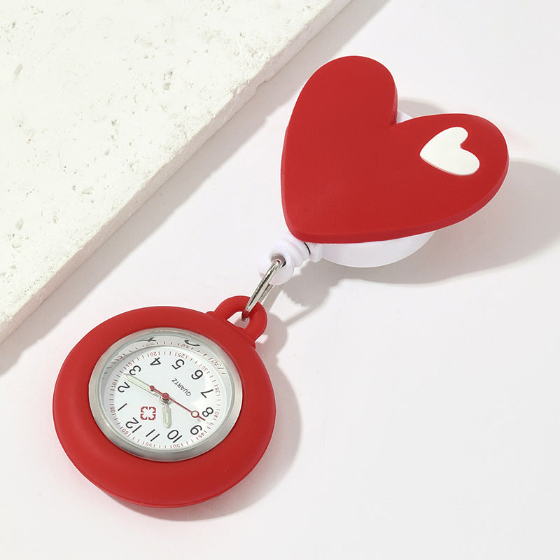 Red Heart Nurse Soft Silicone Pocket Watch for Students