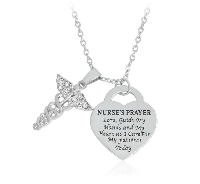 Heart Necklace with Nurse Pendant
