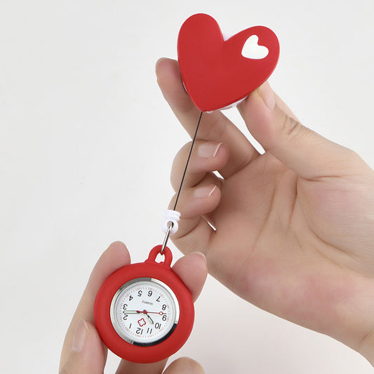 Red Heart Nurse Soft Silicone Pocket Watch for Students