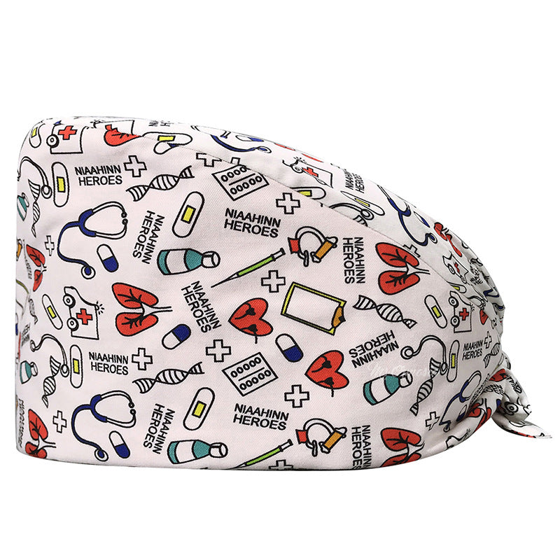 Cotton Printed Nurse Cap for Dental and Anesthesia Use