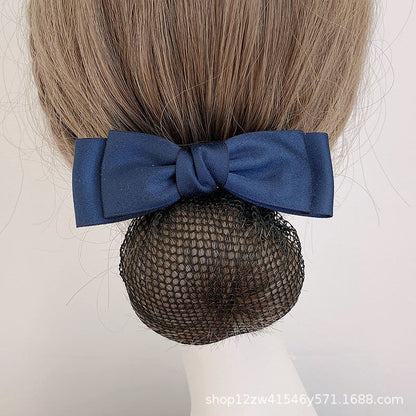 Nurse Hairnet with Bowknot - Chic Houndstooth Design