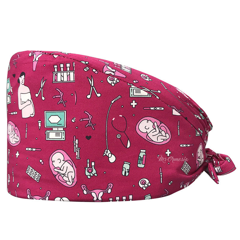 Cotton Printed Nurse Cap for Dental and Anesthesia Use