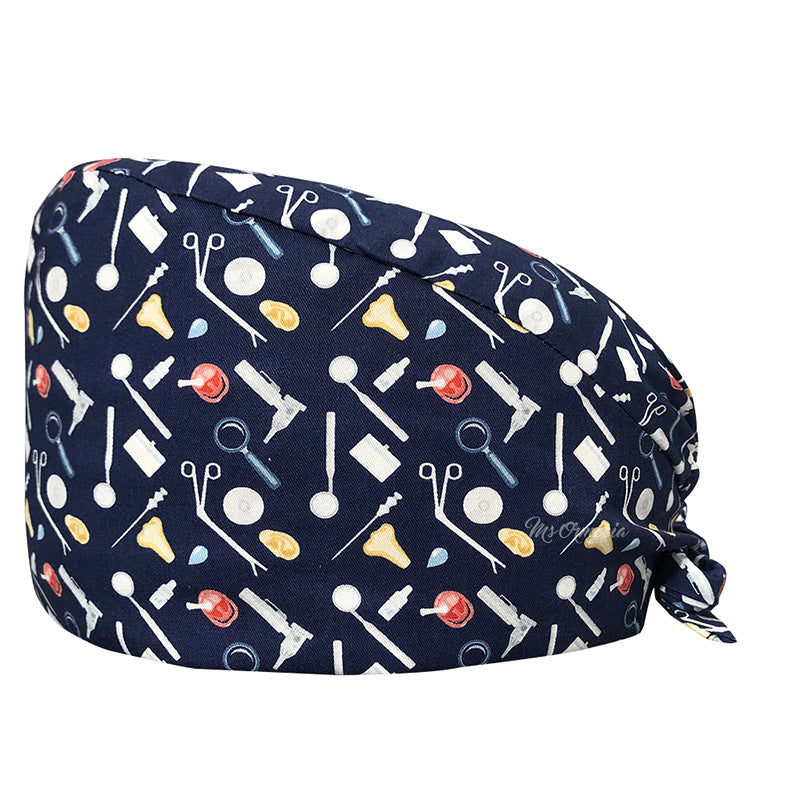 Cotton Printed Nurse Cap for Dental and Anesthesia Use