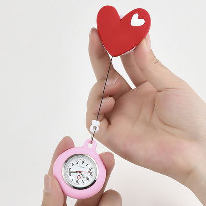 Red Heart Nurse Soft Silicone Pocket Watch for Students