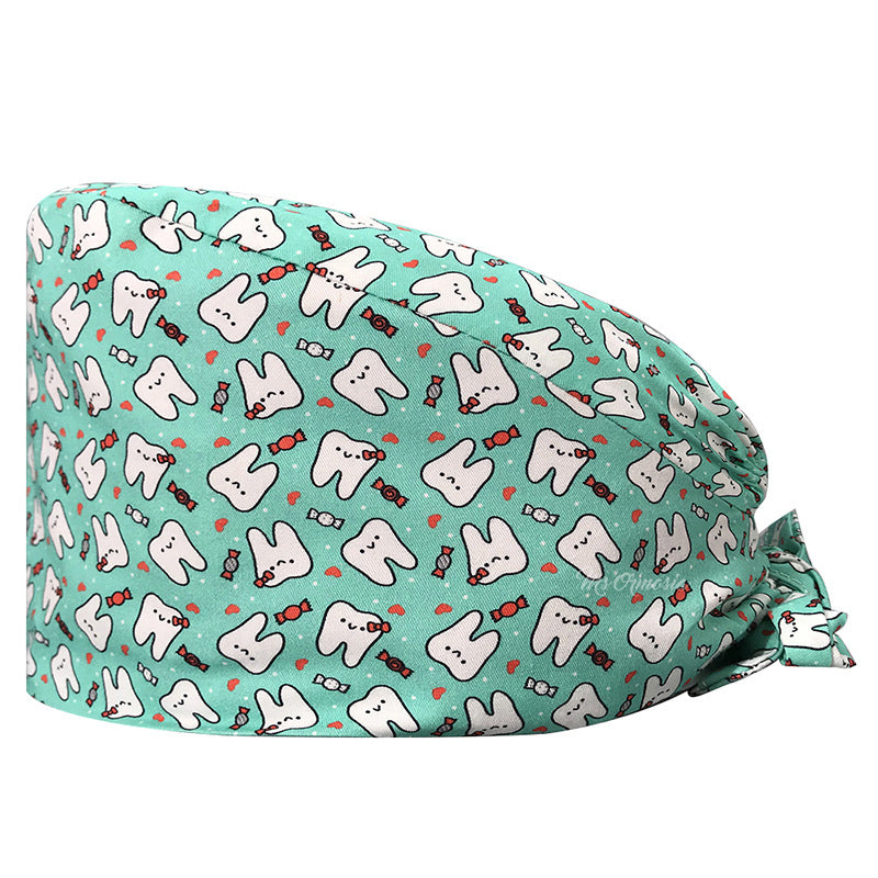 Cotton Printed Nurse Cap for Dental and Anesthesia Use