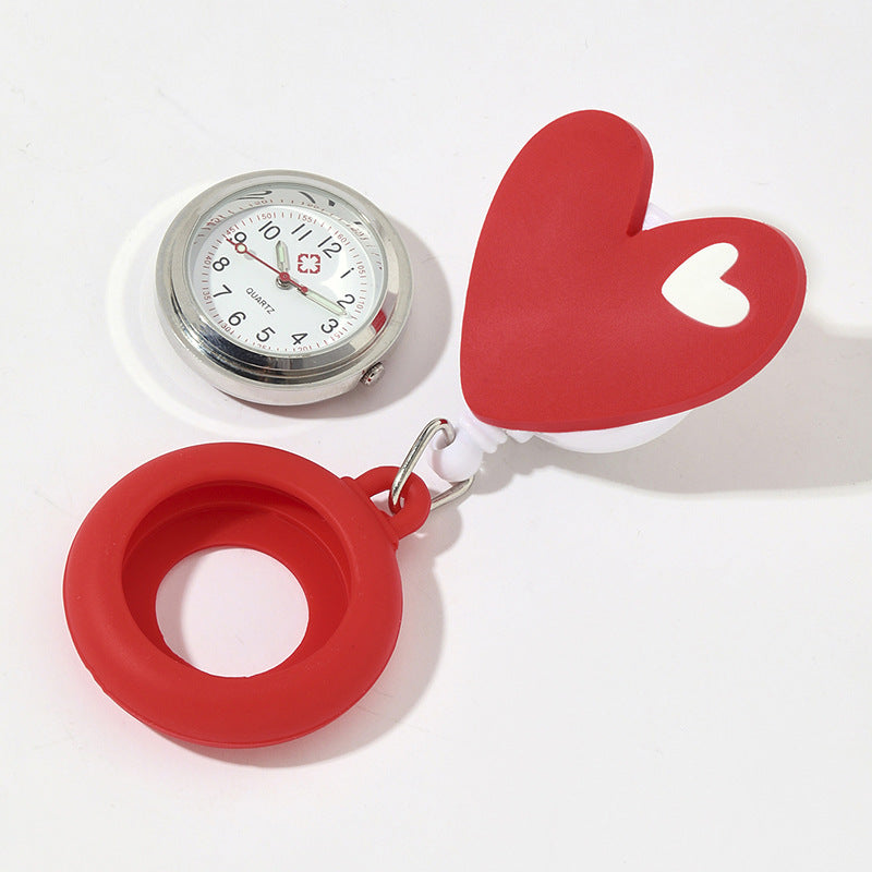 Red Heart Nurse Soft Silicone Pocket Watch for Students