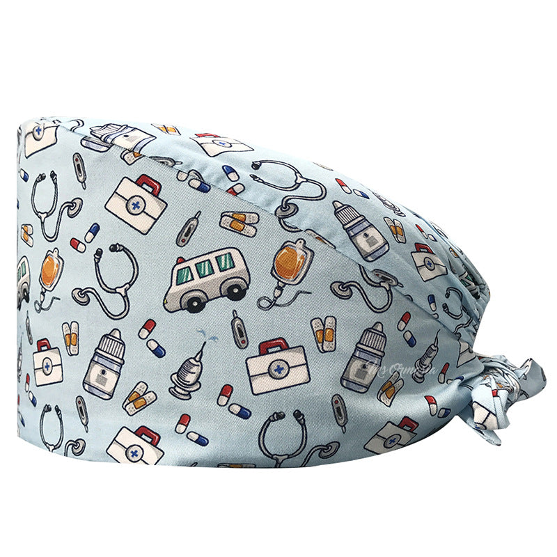 Cotton Printed Nurse Cap for Dental and Anesthesia Use
