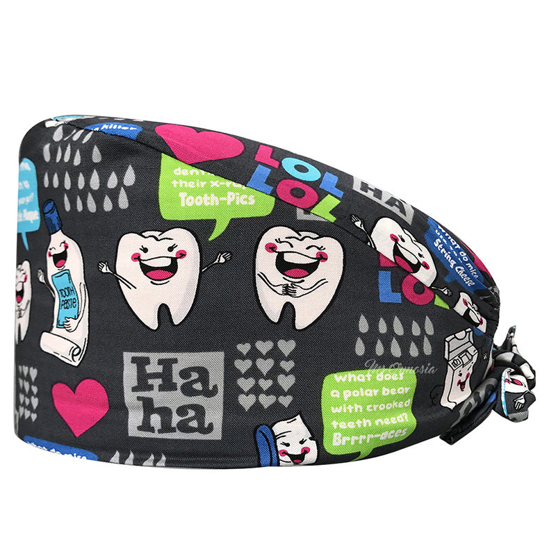 Cotton Printed Nurse Cap for Dental and Anesthesia Use