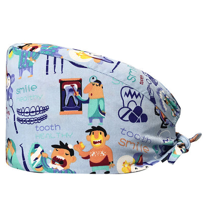 Cotton Printed Nurse Cap for Dental and Anesthesia Use