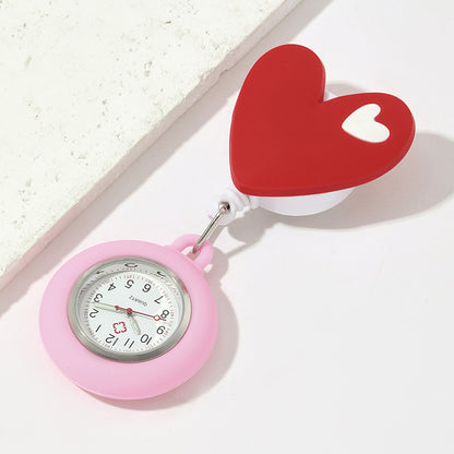 Red Heart Nurse Soft Silicone Pocket Watch for Students