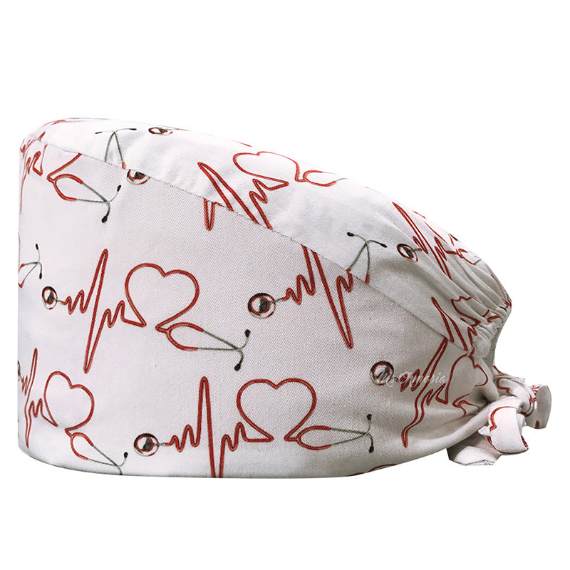 Cotton Printed Nurse Cap for Dental and Anesthesia Use