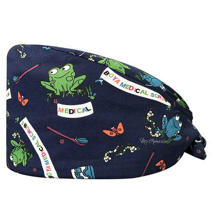 Cotton Printed Nurse Cap for Dental and Anesthesia Use