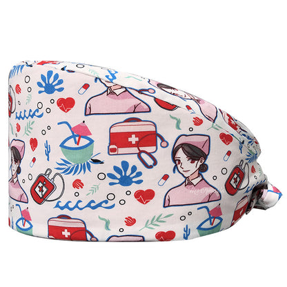 Cotton Printed Nurse Cap for Dental and Anesthesia Use