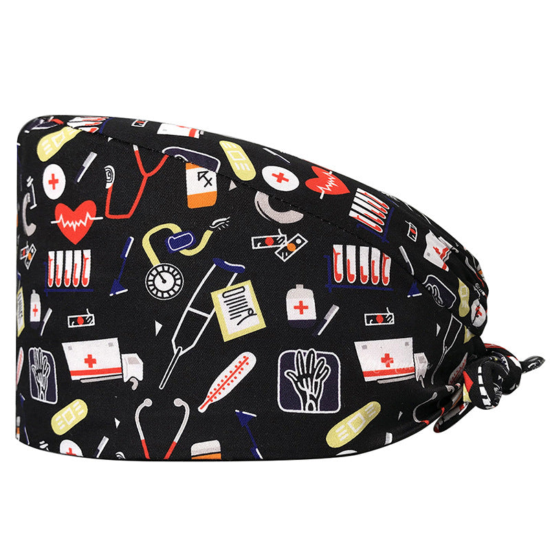 Cotton Printed Nurse Cap for Dental and Anesthesia Use