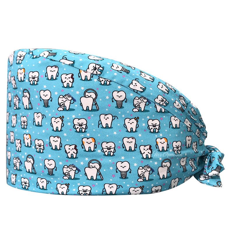 Cotton Printed Nurse Cap for Dental and Anesthesia Use