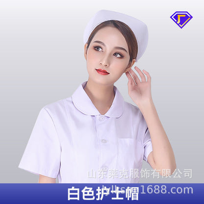 "White Nurse Hat with Blue Tail for Clinics and Schools"
