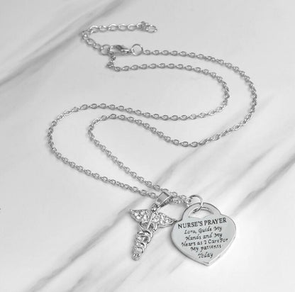 Heart Necklace with Nurse Pendant