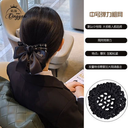 Nurse Hairnet with Bowknot - Chic Houndstooth Design