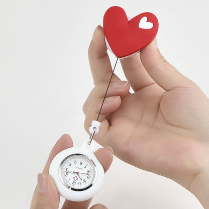 Red Heart Nurse Soft Silicone Pocket Watch for Students