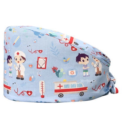 Cotton Printed Nurse Cap for Dental and Anesthesia Use