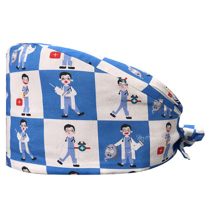 Cotton Printed Nurse Cap for Dental and Anesthesia Use