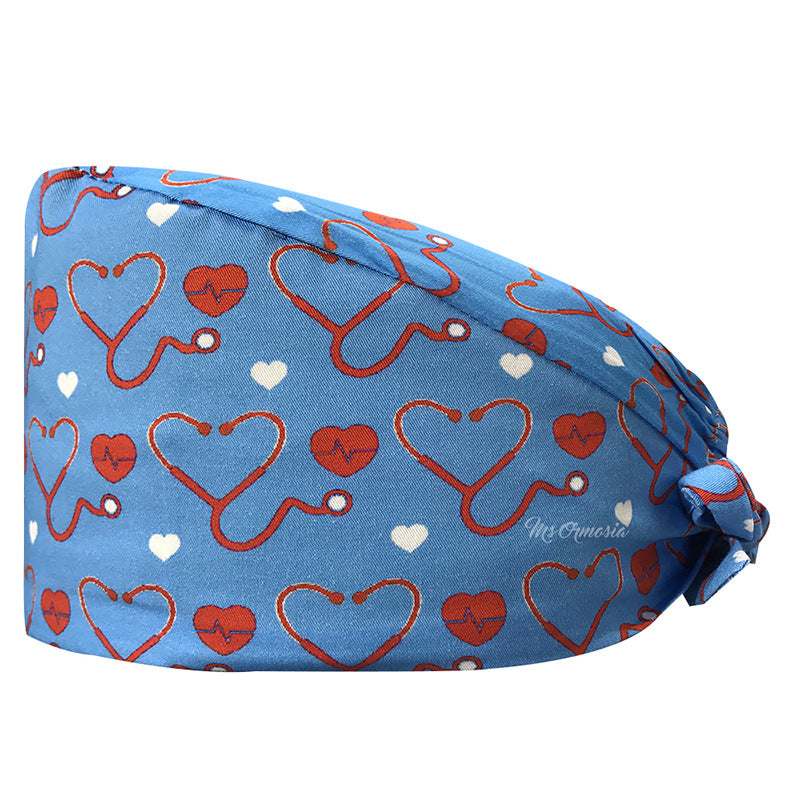 Cotton Printed Nurse Cap for Dental and Anesthesia Use