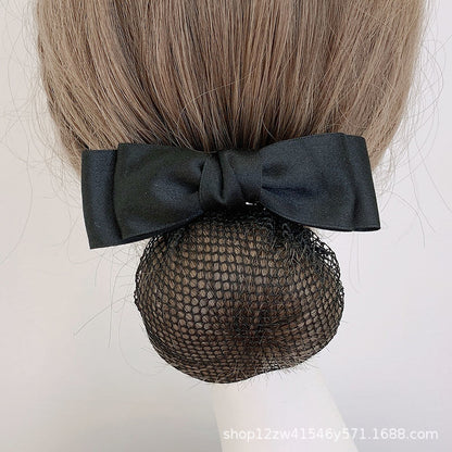 Nurse Hairnet with Bowknot - Chic Houndstooth Design