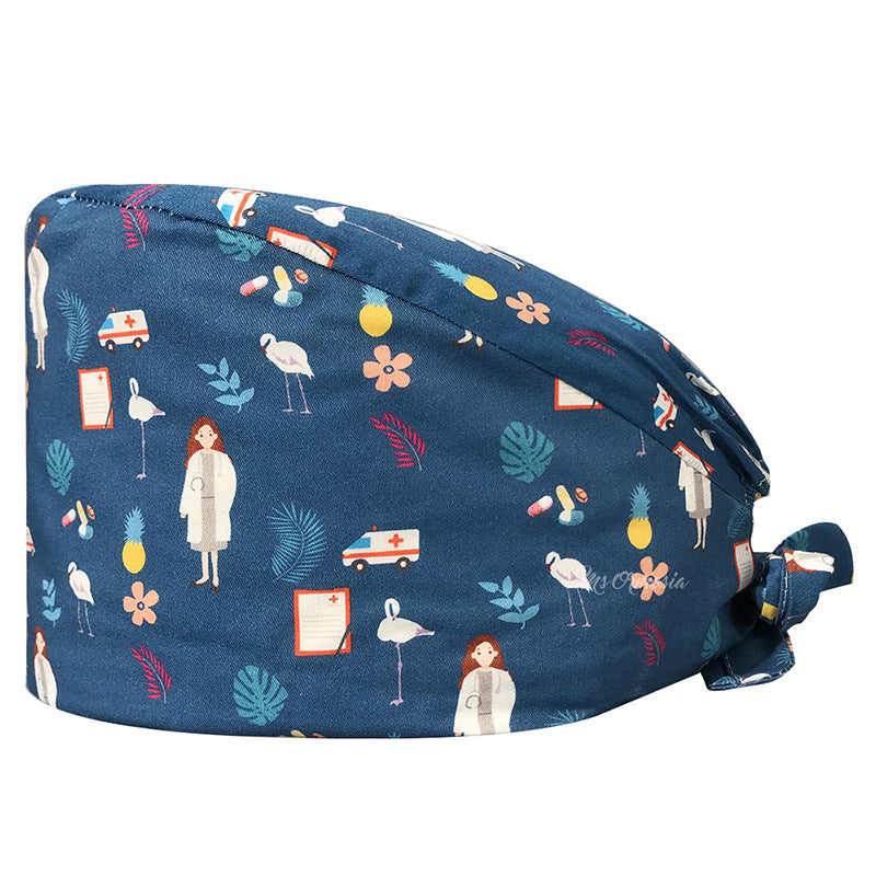 Cotton Printed Nurse Cap for Dental and Anesthesia Use