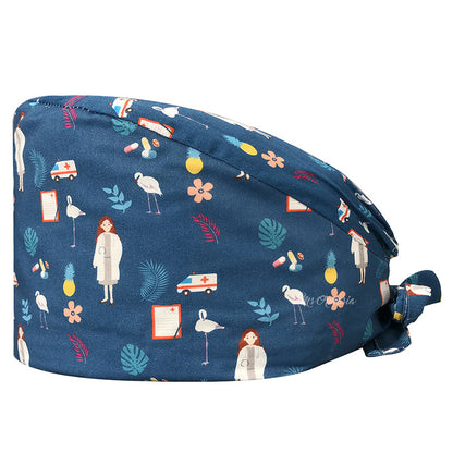 Cotton Printed Nurse Cap for Dental and Anesthesia Use