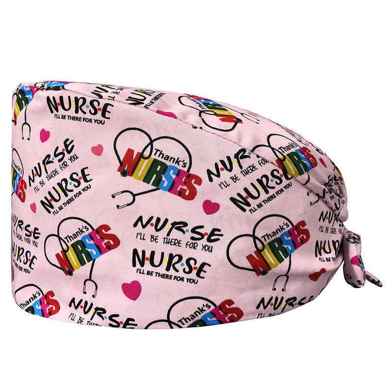 Cotton Printed Nurse Cap for Dental and Anesthesia Use