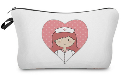 Cartoon Nurse Printed Makeup Bag - Foldable & High Capacity