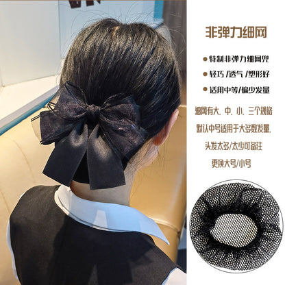 Nurse Hairnet with Bowknot - Chic Houndstooth Design