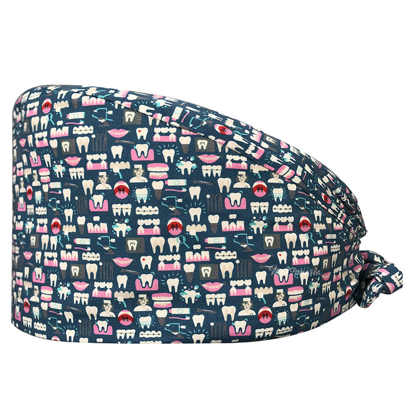 Cotton Printed Nurse Cap for Dental and Anesthesia Use