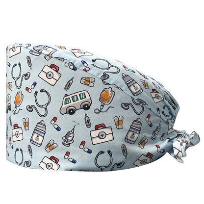 Cotton Printed Nurse Cap for Dental and Anesthesia Use