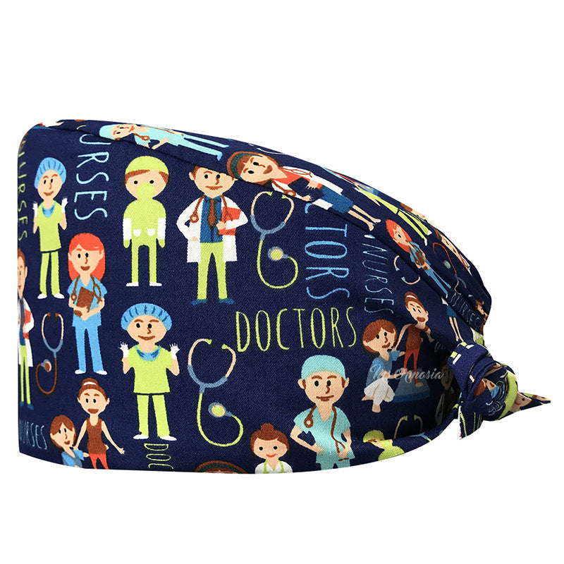 Cotton Printed Nurse Cap for Dental and Anesthesia Use