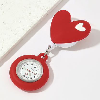 Red Heart Nurse Soft Silicone Pocket Watch for Students