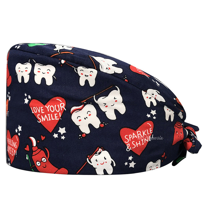 Cotton Printed Nurse Cap for Dental and Anesthesia Use